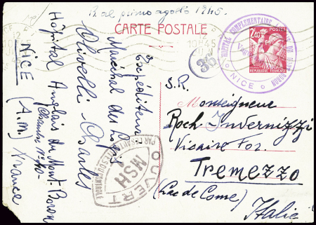 Entier CP 2F40 Iris rouge obl Nice RP pour l'Itali