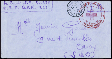 Lettre en franchise de Strasbourg (2.11.45) + cach