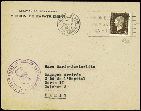 N°692, 2F Dulac obl mec "Paris tri n°16 rue Singer