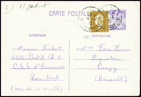 N°683, 30c Dulac obl Toul Mthe et Moselle (14.8.45