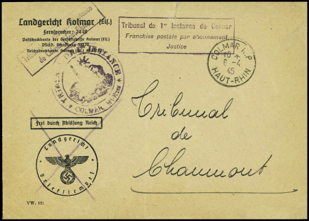 Env en franchise à en-tête "Landgericht Kolmar" ré