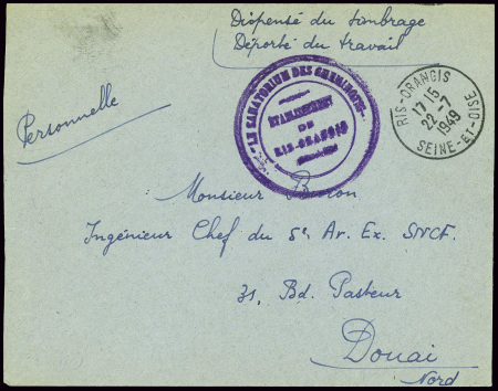 Lettre en franchise avec CAD "Ris Orangis Seine et