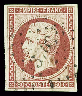 N°17B 80c carmin,  obl PC 3708 Dardanelles, TB