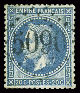 N°29 20c bleu  obl GC 5090 Kerassunde, TB