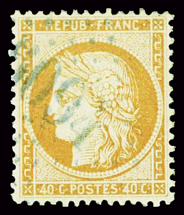 N°38 40c orange obl GC 5094 en bleu Rhodes, TB