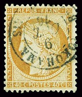 N°38 40c orange obl Yokohama, TB