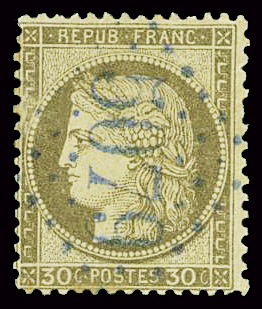 N°56 30c brun obl. GC 5079 en bleu  Alexandrette, 
