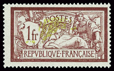 N°121b 1f Merson, variété centre déplacé, neuf **,