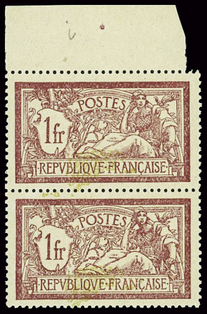 N°121b 1f Merson papier GC, variété centre déplacé