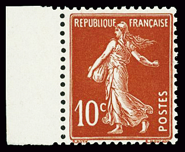 N°138c 10c Semeuse, variété écarlate, bdf, neuf **