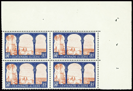 N°263b variété sur 1 ex. "ALCERIE" TaN, en bloc de