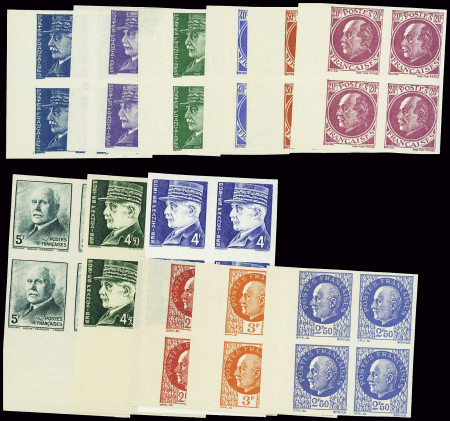 N°505 à 524 Pétain 22 valeurs non dentelées en blo