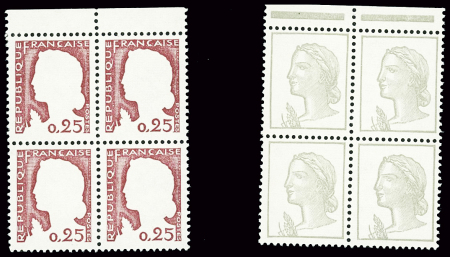 N°1263g, variété gris omis + n°1263h, variété roug