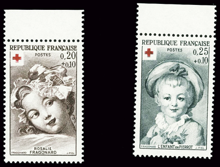 N°1366a, variété lilas-brun foncé + n°1367a, varié