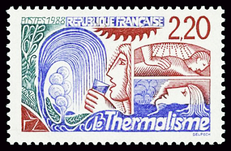 N°2556a, variété thermalisme rouge au lieu de bleu