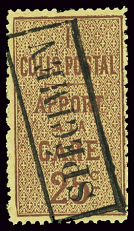 N°3a 25c brun sur jaune, variété surcharge "spécim