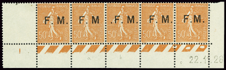 N°6 en bande de 5 avec variétés 6a,6b,6c, neufs **