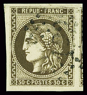 N°47 30c brun, oblitération GC, très bien margé avec