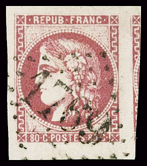 N°49 80c rose, marges exceptionnelles, avec voisin,