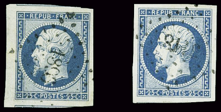 N°10 25c bleu x 2, obl. losange PC1896 de Marseille