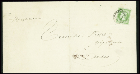 N°12a 5c. vert-jaune, obl. càd T15 ARLES-S-RHONE 2