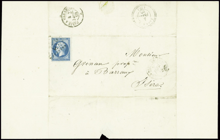 N°22 20c. bleu obl. GC 347 s. LAC entête franc-maç