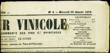 N°27A 4c. gris, T I, obl. TYPO s. "LE MONITEUR VIN