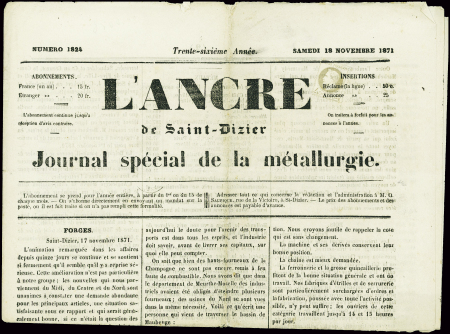 N°27B 4c. gris, T II, obl. TYPO s. Journal L'ANCRE