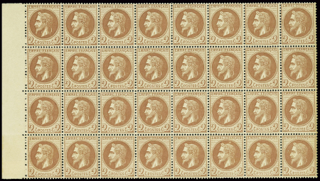 N°26Aa 2c. chocolat, T I, BLOC de 32, neuf ** (2 e