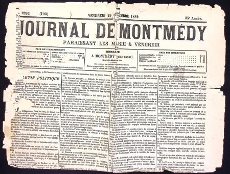 N°87 obl. TYPO sur Journal MONTMEDY du 29/12/1882 