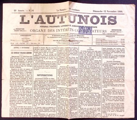 N°83 PAIRE obl. TYPO s. "L'AUTUNOIS" du 12/11/1899