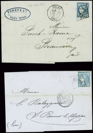 N°45C 20c. bleu, T II, R III, obl. GC s. 4 Lettres