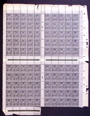N°103 10c. noir sur lilas, FEUILLE de 100, Millés.