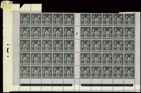 N°89 10c. noir sur lilas, PANNEAU de 50 Mill.8, ne