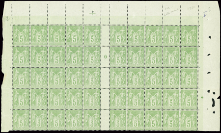 N°102 5c. vert-jaune, PANNEAU de 50 Mill.0, neuf *