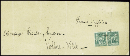 N°76 10c. vert, PAIRE obl. càd sur bande de papier