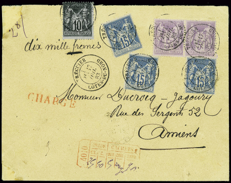 N°95 5f. violet sur lilas PAIRE, N°89 10c. noir s.