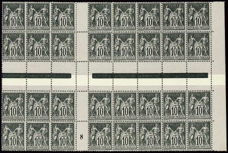 N°103b 10c. noir sur lilas, BLOC de 32 inter galva