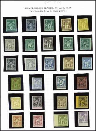 Réimpressions Granet, 27 valeurs, TB