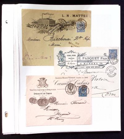 N°90 et 101, 15c. bleu obl. sur 7 Env. illustrées,