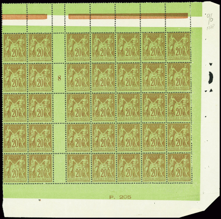 N°96 20c. brique sur vert, PANNEAU de 35 Millés. 8