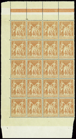 N°94 40c. rouge orange, BLOC de 20 avec 3 bords, n