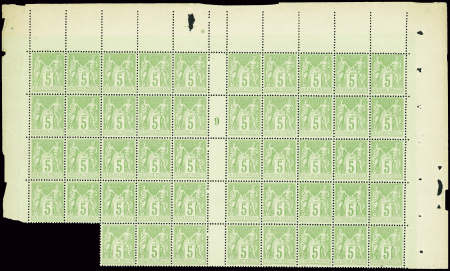 N°106 5c. vert jaune, PANNEAU de 48 Millés. 9, hau