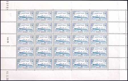 N°300 Normandie, 1f.50 bleu clair, FEUILLE de 25, 