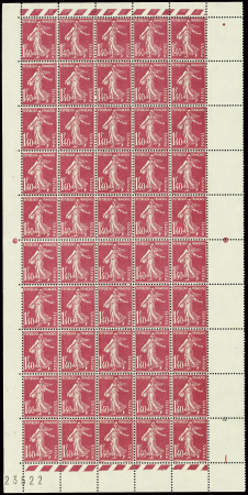 N°196 Semeuse Camée,  1f.40 rose, PANNEAU de 50, t