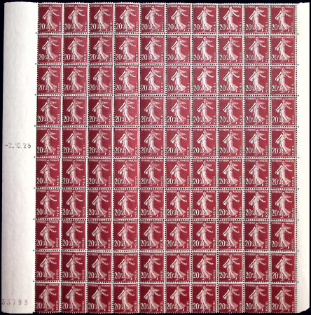 N°139c Semeuse Camée, 20c. brun-rouge, T IV, monob