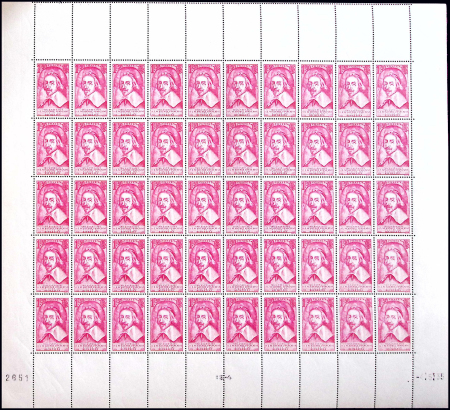 N°305 Richelieu, 1f.50 rose, FEUILLE de 50 CD 4/5/