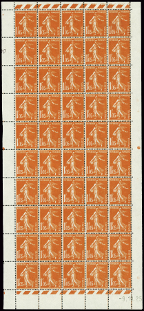 N°195 Semeuse Camée,  1f.05 vermillon, PANNEAU de 