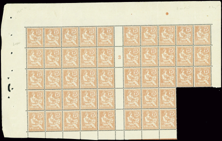 N°125 Mouchon Retouché, 15c. vermillon, PANNEAU de