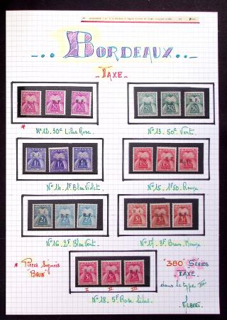 BORDEAUX N°12 à 18 : la série Taxe T I, II et III,